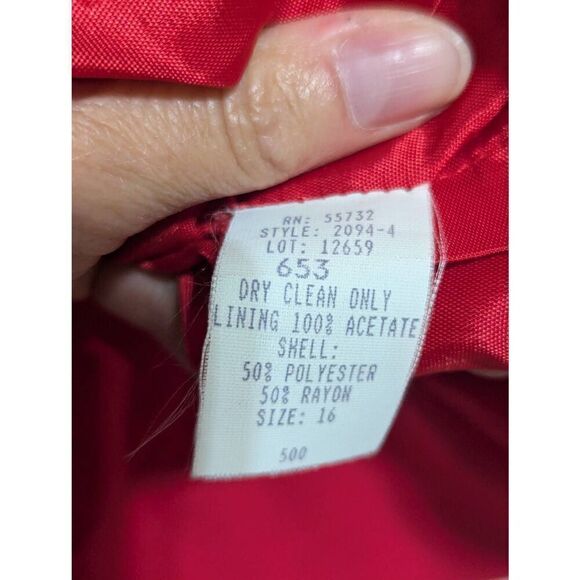 Jacqueline Ferrar Women's Red Solid Dress Skirt Jacket Ensemble 3-Piece Set Size - Picture 11 of 11